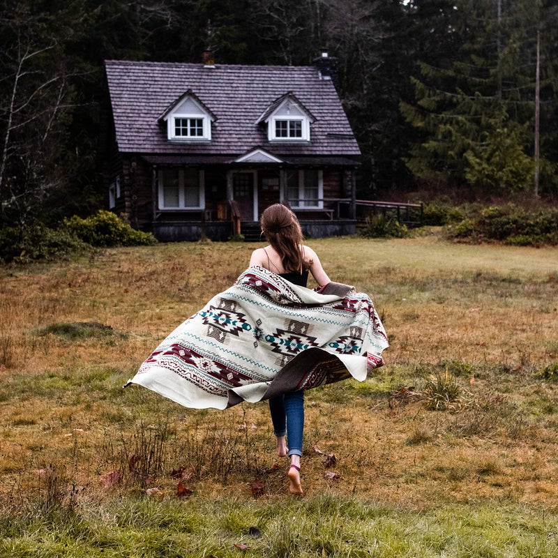 Off the Grid Inca Aztec Throw, Queen, King Blanket | Southwest Indian Navajo Boho Style | Native Cover for Camping, Bedding, Couch, Vanlife | Faux Alpaca, Lightweight, Hypoallergenic (Chimborazo Beige, Queen) - Image 4